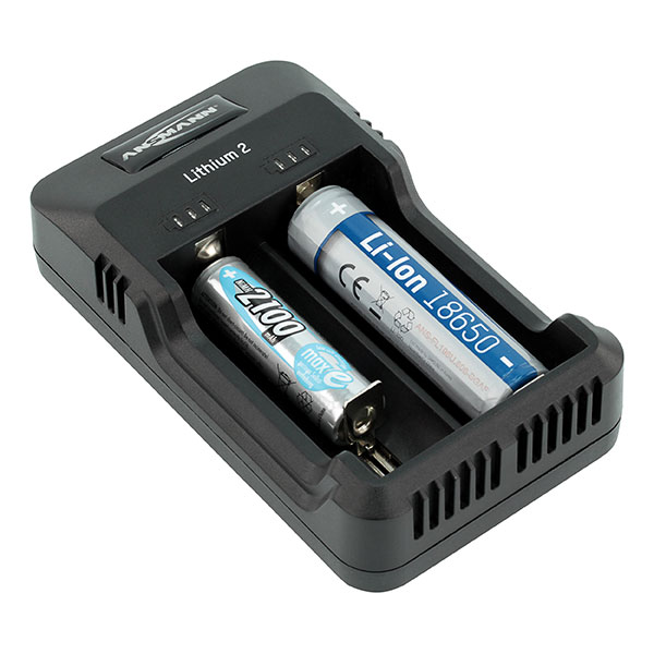 Lithium 2 Ladegerät für Li-Ion (3,6/7,2V) und NiMH (AA/AAA) Akkus